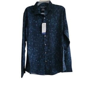 NAVY & GREEN BUTTON DOWN SHIRT SZ MED NWT